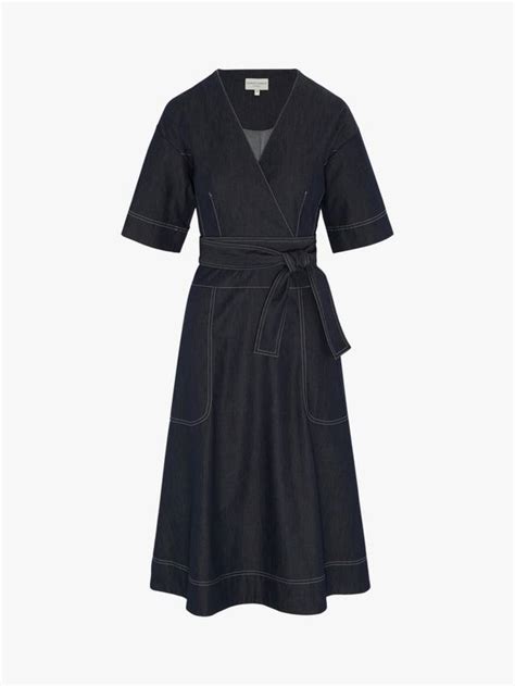 Jasper Conran London Short Sleeve Denim Wrap Dress, Blue