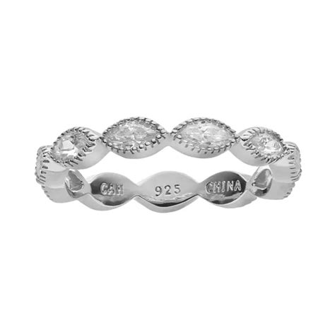 Sophie Miller Cubic Zirconia Sterling Silver Scalloped Ring