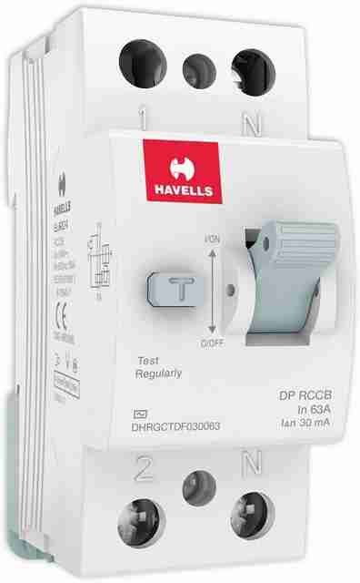 HAVELLS RCCB/ELCB 'AC' TYPE DP Rating Current: 63A & SSenstivity:30mA ...