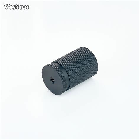 Azure Knurled Brass Cylinder Knob - Black | Vision Cabinet Hardware