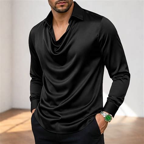 Hombre Camisa Como la seda Camisa de raso Camisa casual Plano Diario ...