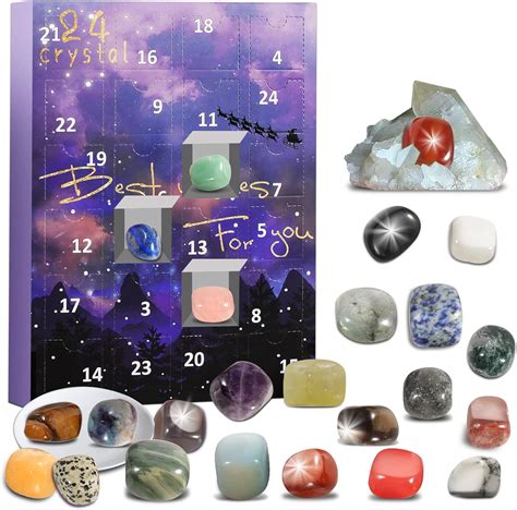 RAMXCION Advent Calendar 2023 Rocks, 24 Days Natural Crystal Agate ...