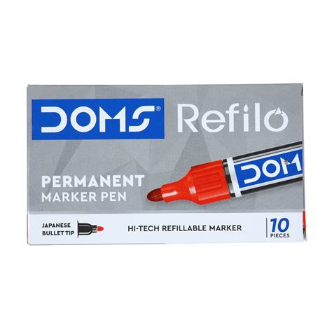 Doms Refilo Non-Toxic Hi-Tech Refillable Permanent Ink Pens(Red x 10 ...