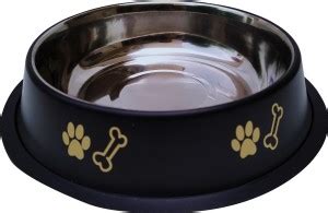 Deep Option Dog and Cat Feeding Steel Bowl, 900 ML Black Matt Finish ...