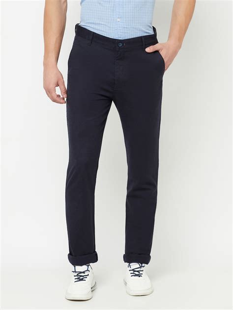 Men's Casual Flat front Navy Blue Trousers – Cantabil