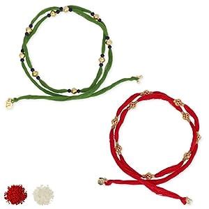 FURE Mauli Set of 2 Rakhis for Brother (Roli-Chawal included) : Amazon ...