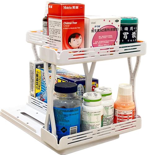 Amazon.com: DYNAIZER 2 Tiers Pull Out Medicine Cabinet Organizer ...
