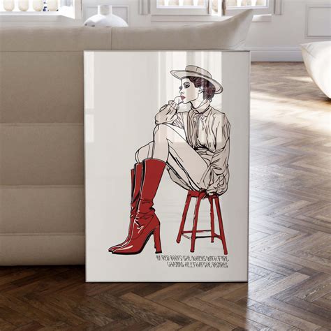 Red Boots Poem Print - Fashion Poster - Minimalist Line Art - Vintage ...
