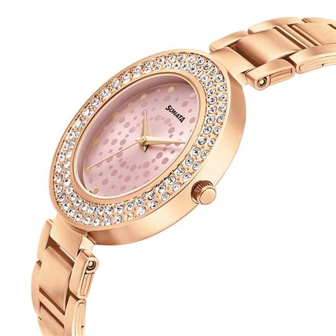Sonata Blush It Up Pink Dial Women Watch With Stainless Steel Strap
