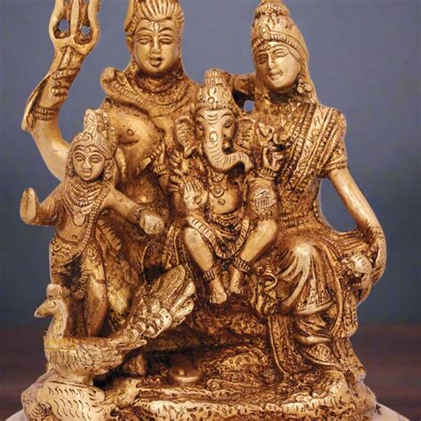 Brass Lord Shiva Parivar Statue For Home Temple Decor 5 Inch – StatueStudio