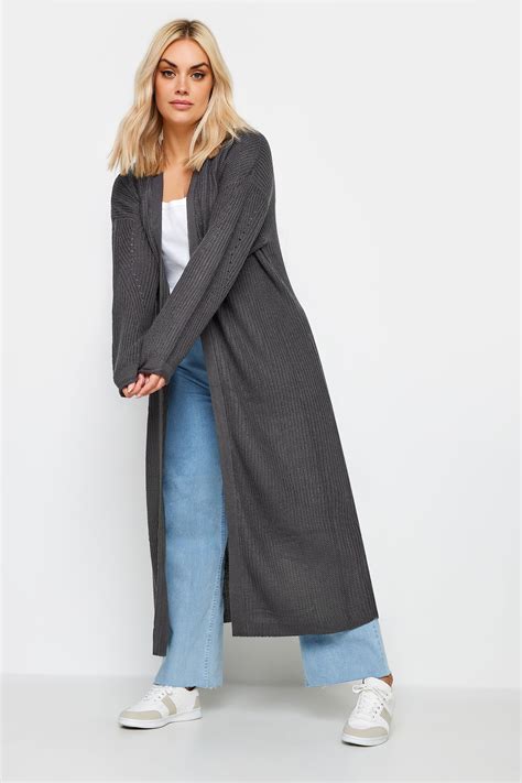 YOURS Plus Size Charcoal Grey Knitted Maxi Cardigan | Yours Clothing