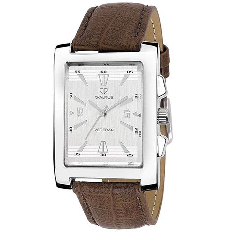 Buy Walrus® Silver Dial Analog Leather Strap Wrist Watch for Men at ...