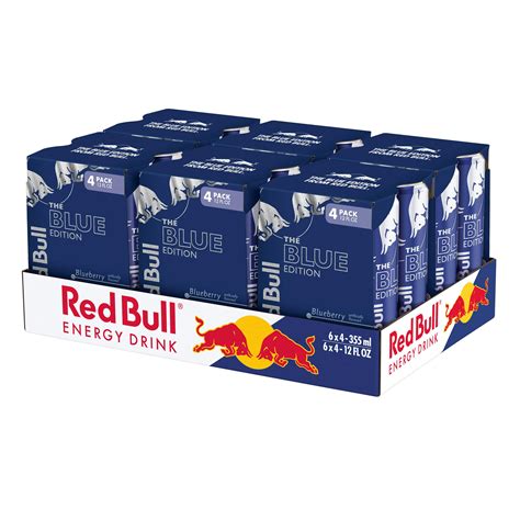 Red Bull Blue Edition Blueberry Energy Drink, 12 fl oz, 6 Packs of 4 ...