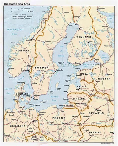 Detailed map of the Baltic Sea Area. The Baltic Sea Area detailed map ...