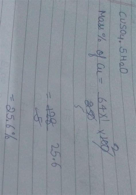 calculate mass percentage of copper in copper sulphate hemihydrate ...