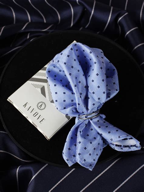 Kavove Cyan Checkered Pocket Square For Men