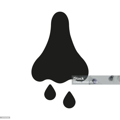 Runny Nose Line Icon Coronavirus Symptom Nosebleed Nasal Mucus Silhouette Icon Sinusitis Symptom ...