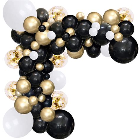 Buy Black White Gold Balloon Garland Kit, 114Pcs Black and Gold Party ...