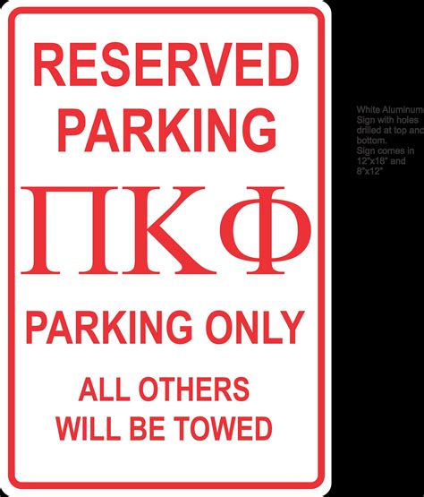 Pi kappa alpha fraternity small 8×12 aluminum reserved parking sign ...