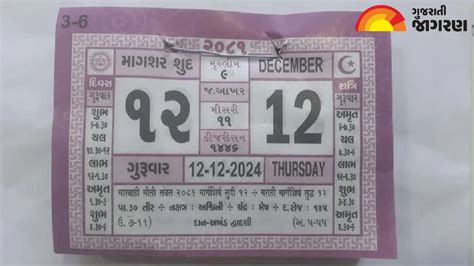 Aaj Nu Panchang 12 December 2024 | આજનું પંચાંગ, ચોઘડિયા, તિથિ | Ajnu ...