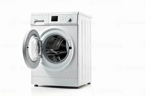 White Front Load Washing Machine Isolated on White Background. Modern ...