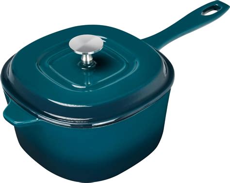 Amazon.com: Flavehc Cast Iron Sauce Pan With Lid 2 Quart Enameled Cast ...