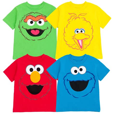 Sesame Street Toddler Boys 4 Pack T-Shirts Elmo Cookie Monster Big Bird ...