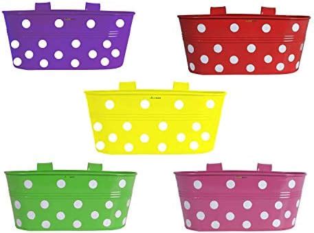 TrustBasket Twin Colored Diagonal Railing Planters (Yellow, Pink ...