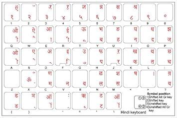 4Keyboard Vinyl Hindi Keyboard Stickers Th Red Lettering On Transparent ...
