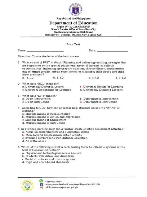 Image result for Pre Test Questions