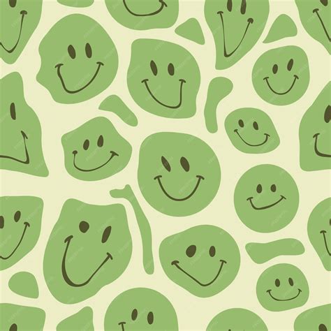 Premium Vector | Dripping Emoji Smiles Seamless pattern Distorted smiling face Psychedelic ...