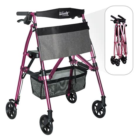 Stander Wonder Rollator Plus, Lightweight Folding Walker for Seniors ...