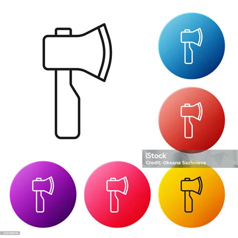 Ligne Noire Icône De Hache En Bois Isolée Sur Fond Blanc Hache De ...