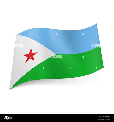 National flag of Djibouti: blue and green horizontal stripes, white ...