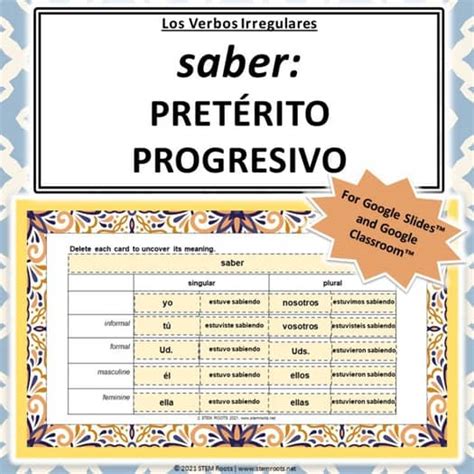 Saber (Preterite Progressive) Conjugation | Spanish Irregular Verbs ...