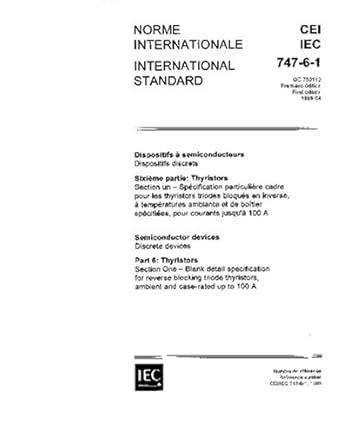 IEC 60747-6-1 Ed. 1.0 b:1989, Semiconductor devices - Discrete devices ...