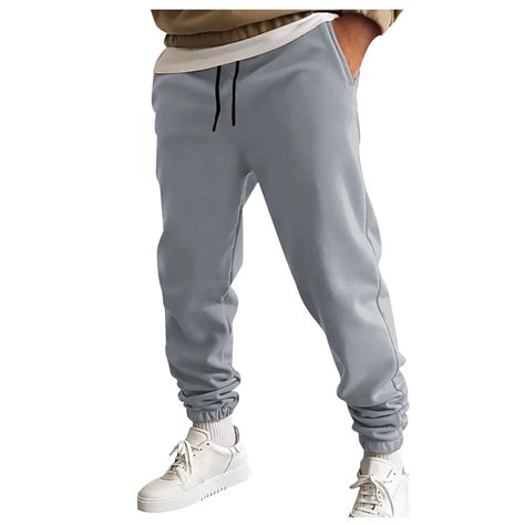 YDKZYMD Gray Fleece Lined Cargo Sweatpants for Men Big Cinch Bottom ...