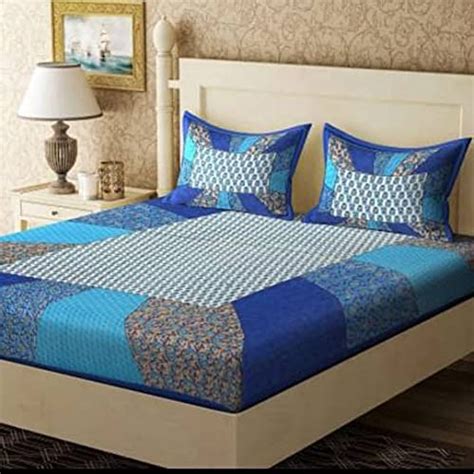 SOMYA GEMS Blue and Multi Color Barmeri Rajasthani Print Double Bed ...