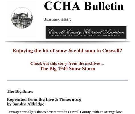 January 2025 Bulletin – Caswell County Historical Association