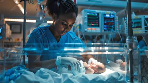Premium Photo | Neonatal Nurse Tending to a Newborn in Incubator Health Care Professional at ...