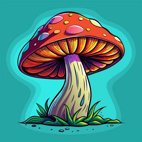 Um desenho de um cogumelo com manchas amarelas nele | vetor Premium ...