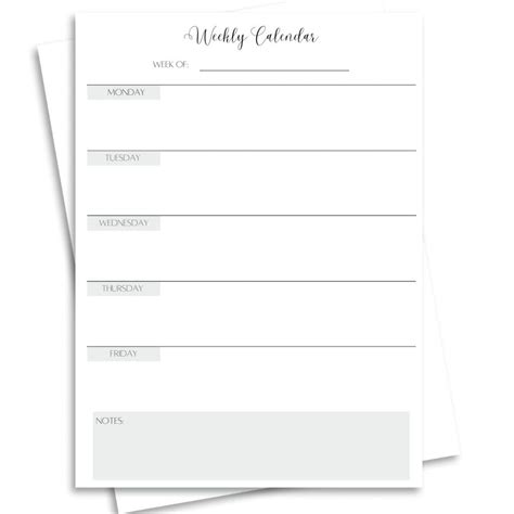Printable Weekly Calendar Monday Thru Friday Example Free, Printable,