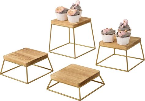 Indian Decor RW29936 Display Stands Solid- Wood & Gold Metal Wire ...