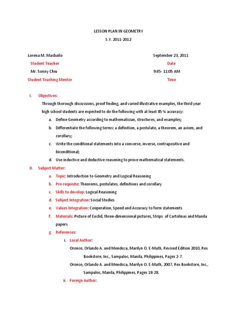 Image result for Geometry Lesson Plans