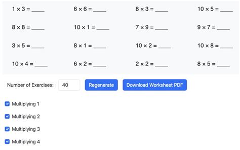 Times Table Worksheet Generator 的图像结果