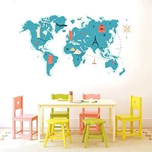 Art Kafe World Map Sticker (Size :- 24 X 13 inch) | Wall Sticker for ...