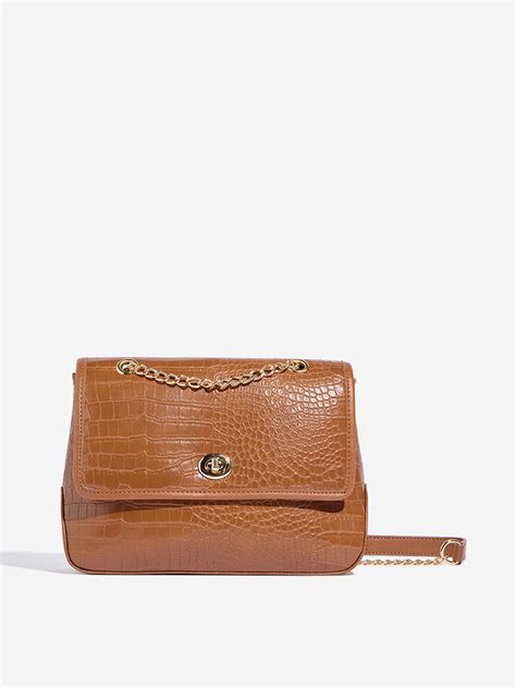 Buy Westside Accessories Tan Textured Sling Bag from Westside