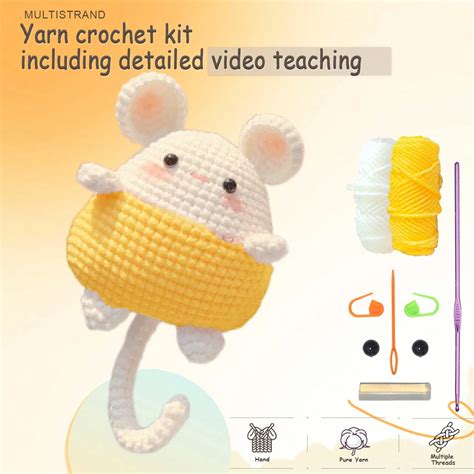 DIY gelbe Maus Tier Häkel Material Set, geeignet für Anfänger die neu ...