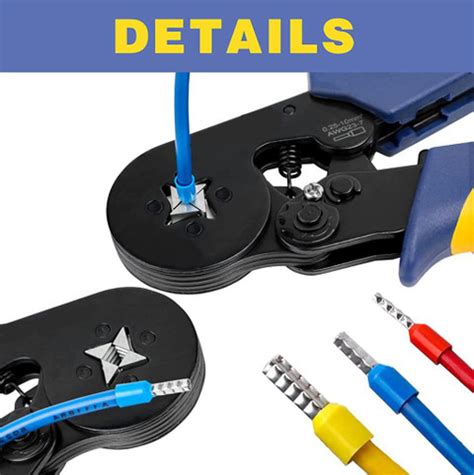 HASTHIP Ferrule Crimping Tool Kit, Self-Adjusting Square Wire Crimper ...