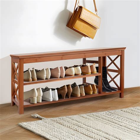 Buy JUQUANBH Storage Bench Wooden Shoe Bench Bamboo Shoe Rack Bench ...